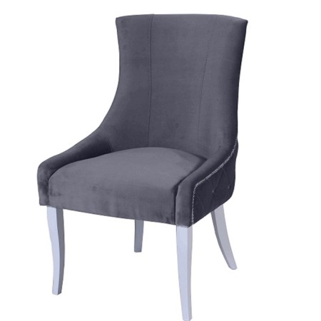 Chair "Marzio", velor fabric, Molding Nickel, support of the white array, Gray color
