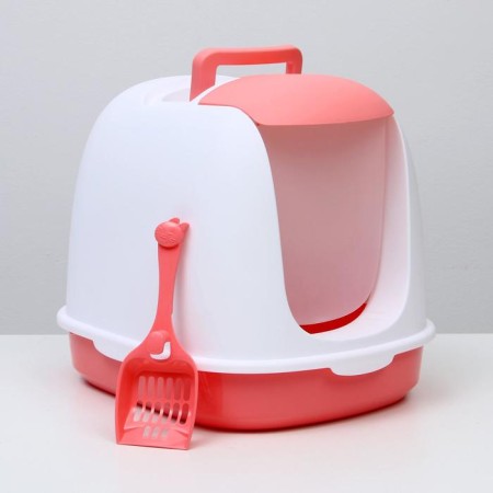 Closed toilet with a scoop, 47 x 40 x 39 cm, white-pink