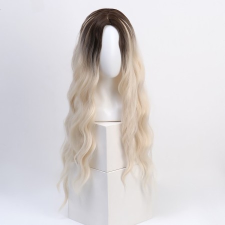 Artificial wig, simulation of the skin, 60 cm, 160 grams, light/blond color (#SHT8/SHT60A)-4