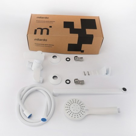 MILARDO RORA RORWT00M10 bath mixer, pour 350 mm, white matte-4