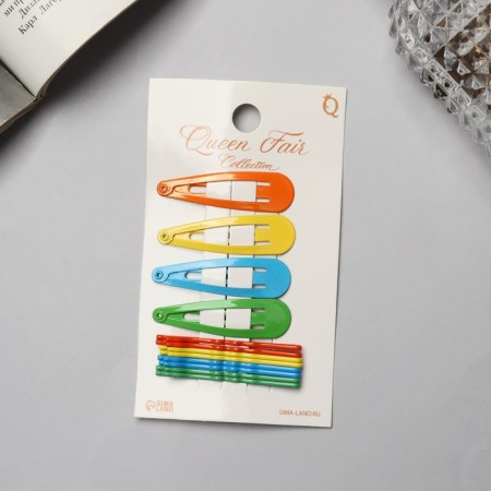 Invisibility for hair "Bridget" (set 12 pcs) 5 cm, bright mix