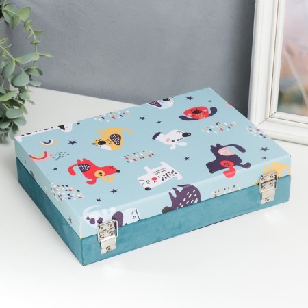 Casket tree "Funny dogs" leatherette and velvet 5.5x24x17 cm-4