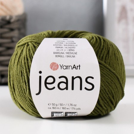 Yarn "Jeans" 55% cotton, 45% acrylic 160m/50g (82 khaki)