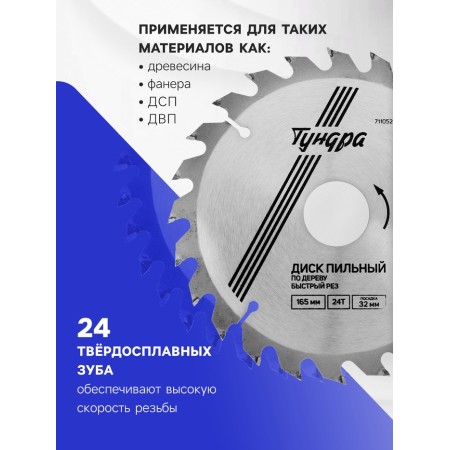 Disk of tundra wood, fast cut, 165 x 32 mm (rings at 22.20.16), 24 teeth-1