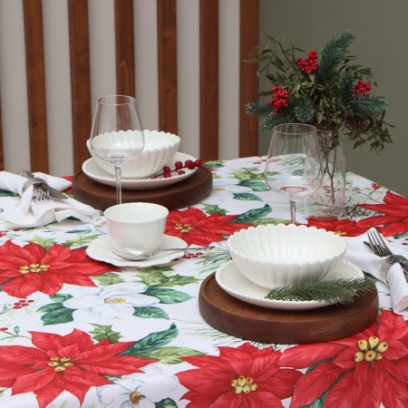 Grinding tablecloth "Christmas flowers" 145*180 cm, 100% p/e-2