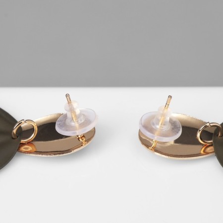 Earrings Metal "Lady" waves, olive color in gold-1