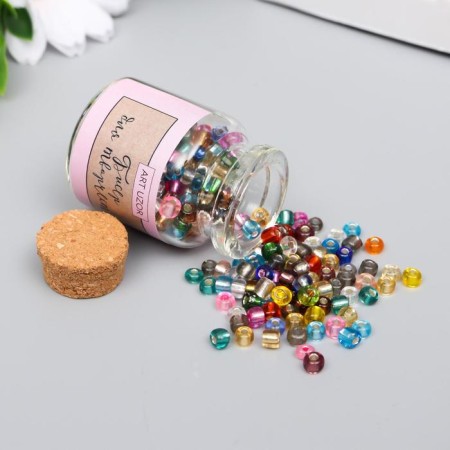 Round beads 6/0 in the bottle "Multi-colored" transparent-color 20 g-1