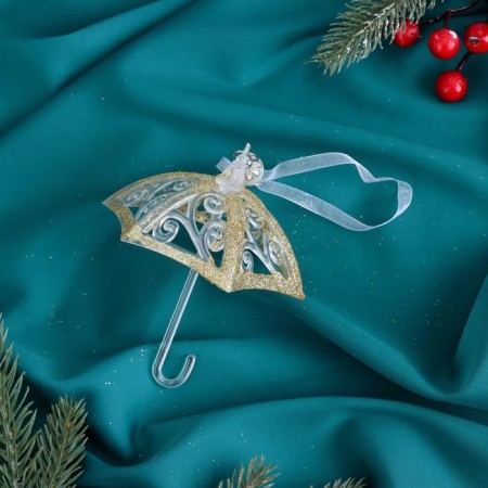 Decoration Christmas tree "Light umbrella" 10x11.5 cm, transparent gold