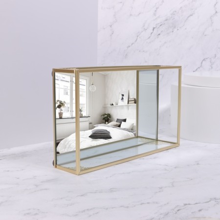 Great organizer for storage, glass, with a mirror -bottom, 1 section, 24 × 14 × 5 cm, transparent/copper color-4