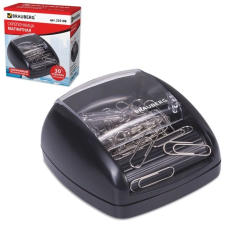 Scraper magnetic with 30 paper clips, roller feed mechanism, black