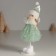 Interior doll "Angel in a green dress with a white collar" 5.5x6.5x20.5 cm