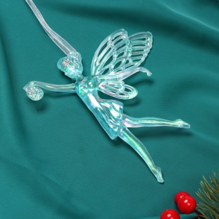 Christmas tree decoration "Fairy with a ball" 12x11.5 cm, blue overflow-1