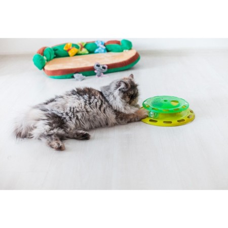 Game complex for cats with feed compartments and ball (cardboard box), mix-9
