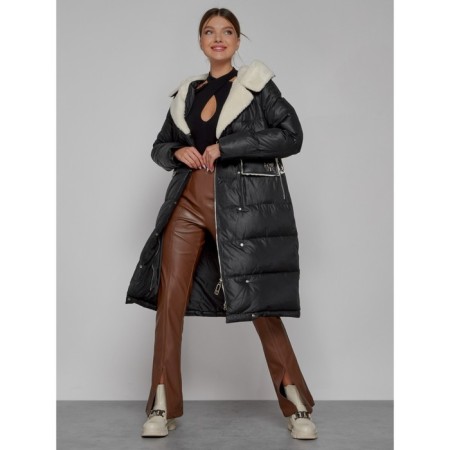 Coat insulated winter female, size 46, black color-12