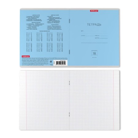 A notebook of 18 sheets in the Erichkrause Classic Cage, Cover Cardboard Cover, Offset Block, Blue-6