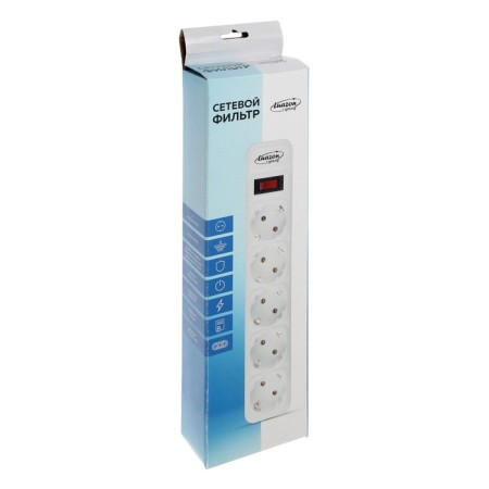 Luazon Lighting network filter, 5 outlets, 0.5 m, 2200 W, 3 x 0.75 mm2, 10 A, 220 V, white-3