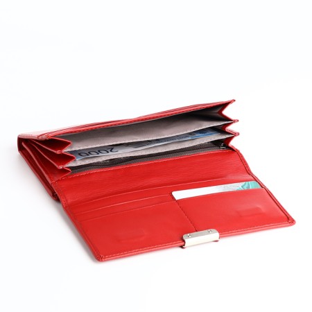 Women's wallet on magnet, red color-4