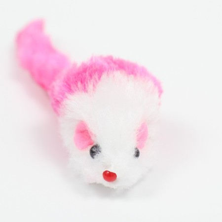 Toy for cats "Small Mouse" two -tone, 5 cm, white/pink-3