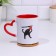 Sublimation mug "wow how I love", with a curly handle, the bottom of the red color