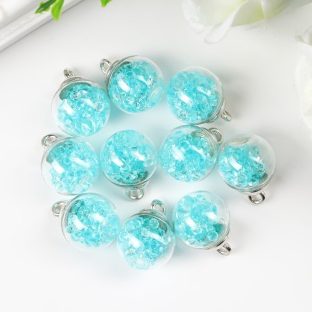 Suspension decorative for creativity glass "ball - pebbles" blue d = 1.6 cm set 10 pcs