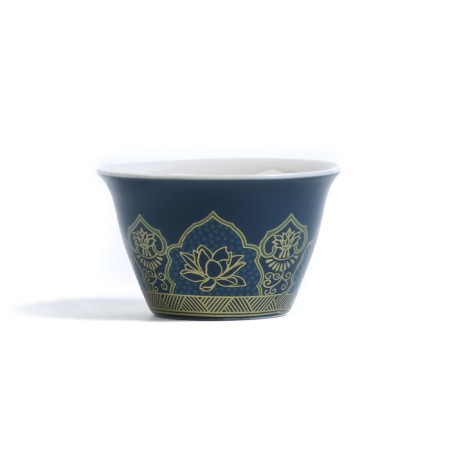 A set for a tea ceremony of 6 items per 3 people: a cup 50 ml, a kettle 280 ml, blue-3