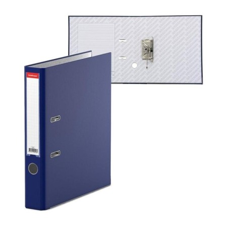 A4, 50 mm, Erichkrause Business, assembled, plastic pocket, blue, metal Kant, capacity of 350 sheets