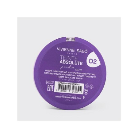 Compact Vivienne Sabo Teinte Absolute Matte Matter, tone 02 light-beige, 6 g-7