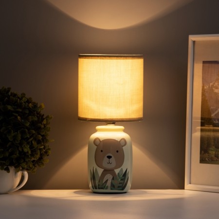Board lamp with lampshade Risalux "Bear" Children's, E14, 40 W, Green, 13 × 13 × 27 cm-3