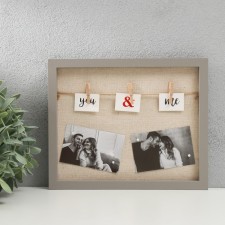 Фоторамка дерево с прищепками 6х10 см "Ты и я" серая 2х22,5х18,5 см