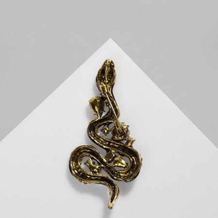 Brooch "Snake" with stones, colored in black gold-1