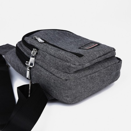 Male sling bag from textiles, gray color-5