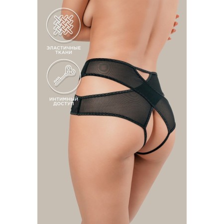 Erotic panties Waname Liberty with high landing, black color, size 42-44