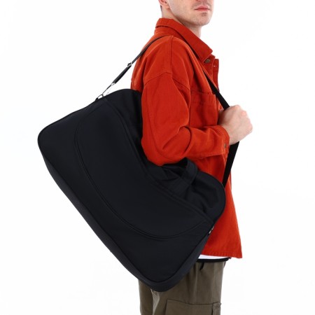 Road bag with lightning, external pocket, long belt, black color-2