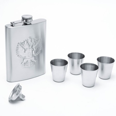 Gift set 6 in 1 Emblem of Russia: Flake 240 ml, funnel, 4 piles