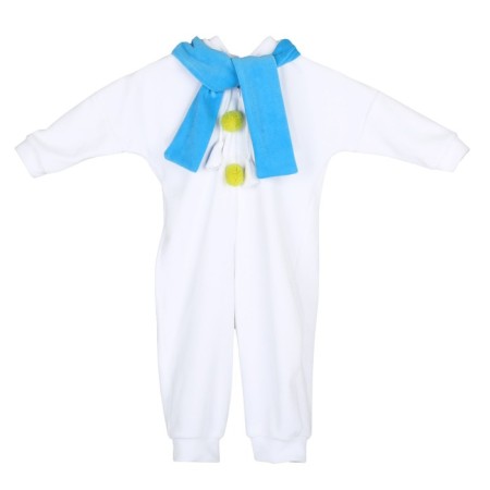 Carnival costume for kids “White Bear” with blue scarf, velor, cotton, height 74-92 cm-4