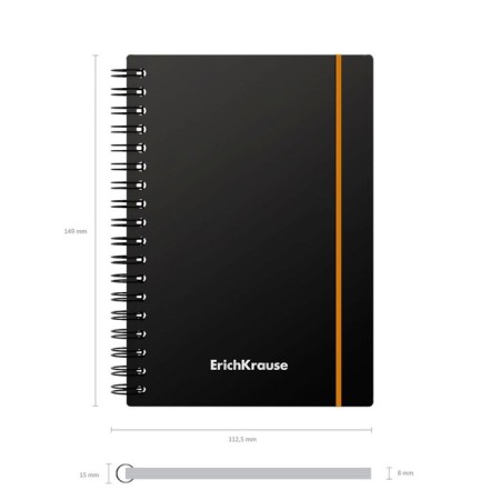 Notebook A6 (120 x 146 mm), 80 sheets in a cage on the crest Erichkrause "Accent", plastic cover, elastic band, OFSET BOLK, Belility 100%, mix-6
