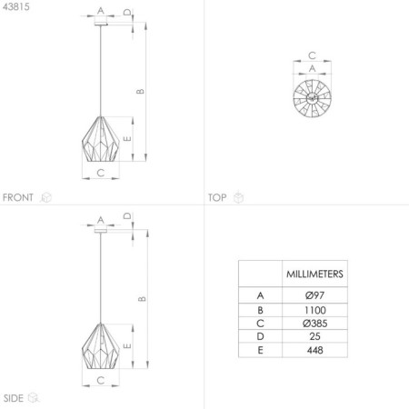 CARLTON chandelier, 1x60W E27-3