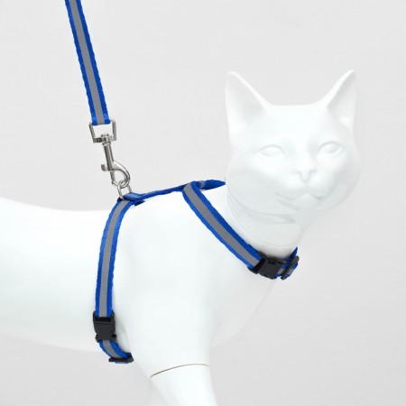 The kit for cats is reflective, width 1 cm, harness 21-35 cm, leash 120 cm, blue-2
