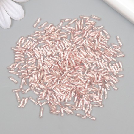 Glass beads 2x6 mm "spiral tubes. Pink gold" 10 g ≈300 pcs-1