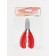 Pigitan nippers with a hidden spring, with a plastic handle, curved blade, 13 cm, blade length - 17 mm, silver/red color