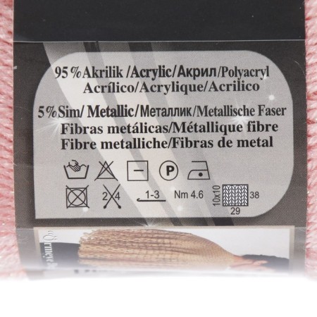 Yarn "SAL SIM" 95% acrylic, 5% metallic 460m/100g (363 delicate rose)-2
