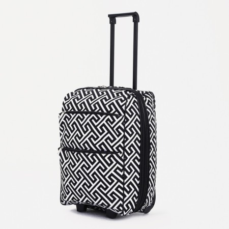 Small suitcase 52 l (s) "Factory Cartes", lightning department, external pocket, 2 wheels, black/white color
