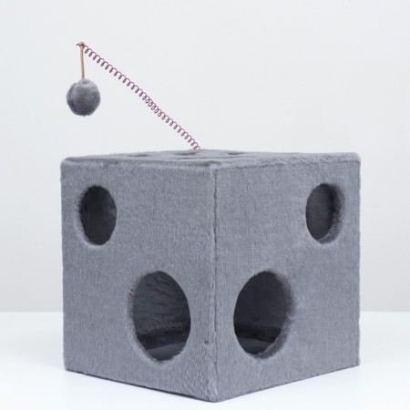 Cat house "Cube with a paw", with a toy, 40 x 40 x 40 cm-1