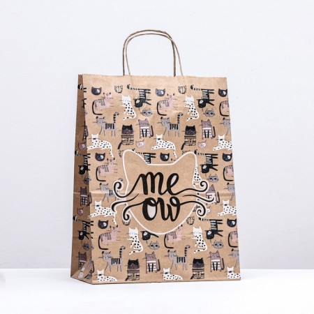 Paper package, craft 80 g/m2 35 x26 x 15 cm "meow"