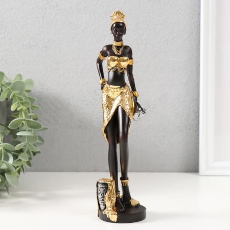 Souvenir Polystone "African in gold with a jug in the hand" 5x5x22 cm