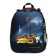 School backpack 38 x 30 x 16 cm, ergonomic back, stavia "yellow machine", black
