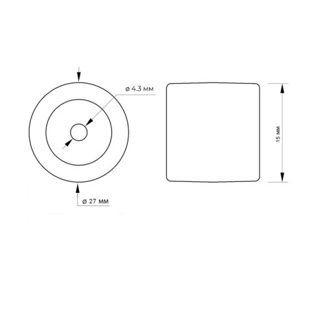 Wheel furniture tundra, rubberized, d = 27 mm, l = 15 mm, gray-1