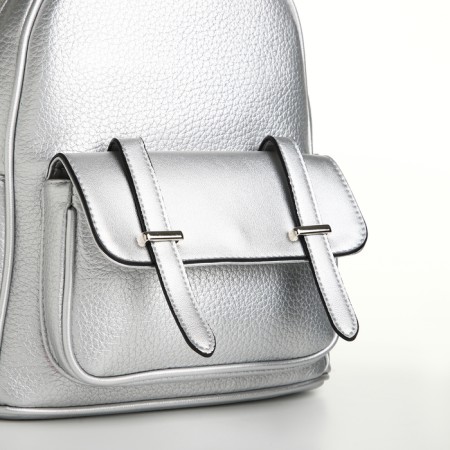 City backpack on a zipper, silver color-2