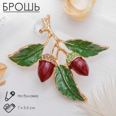 Brooch "Stoils", color brown-green in gold