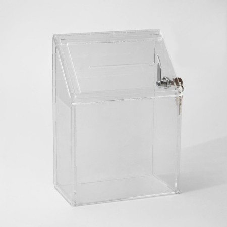 A box for collecting money with a crazy lock, 20 × 1.5 × 28 cm, 2 mm plexiglass, in a protective film-1